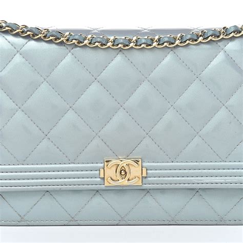 CHANEL Patent Calfskin Quilted Wallet On Chain WOC Neon 